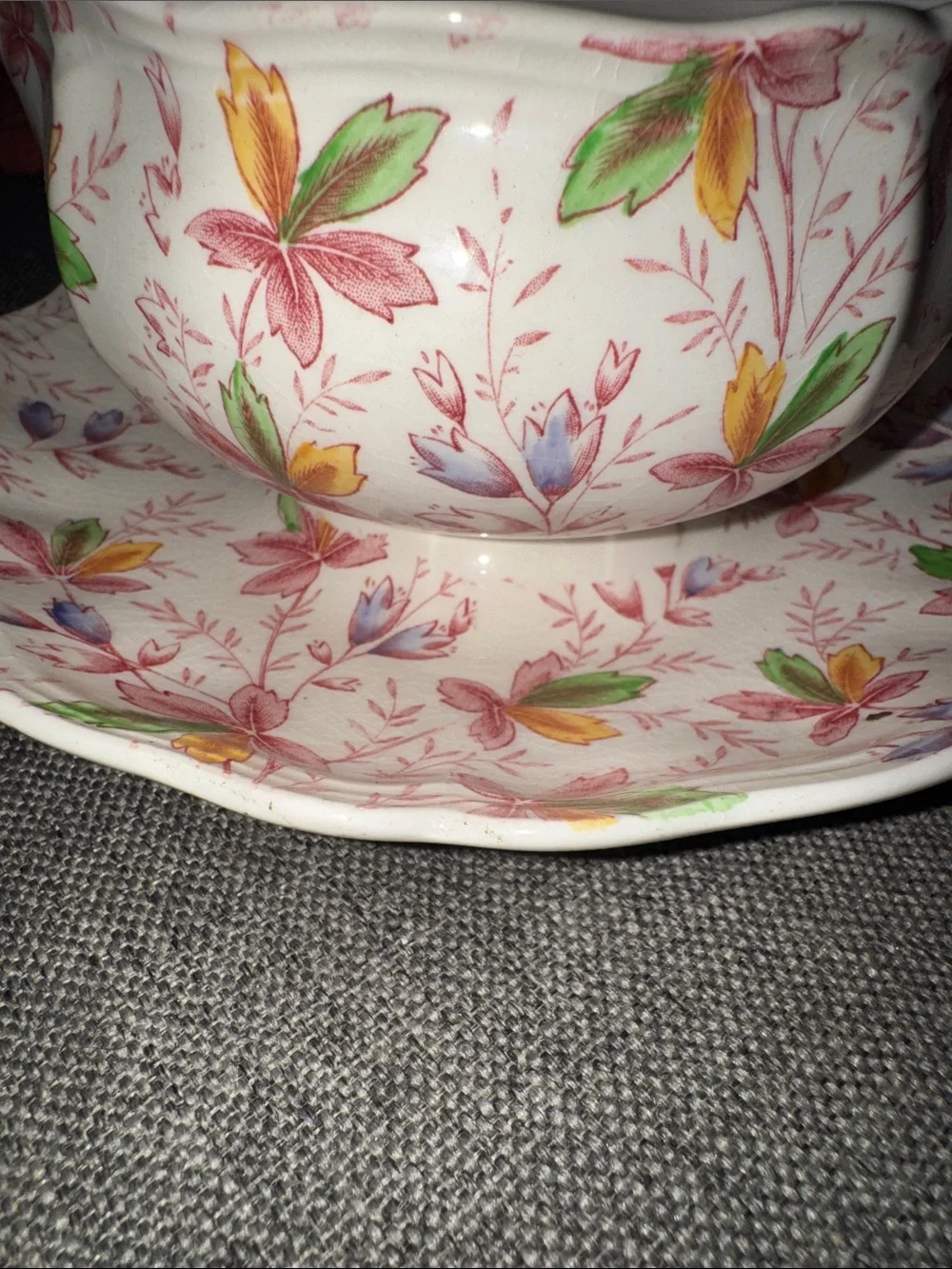 Rare Antique Royal Doulton Salisbury D.6148 Gravy Boat & Attached Underplate Set